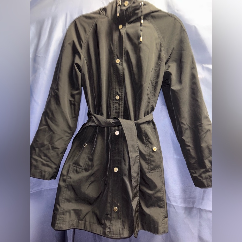 London Fog Black Trench Coat with Belt